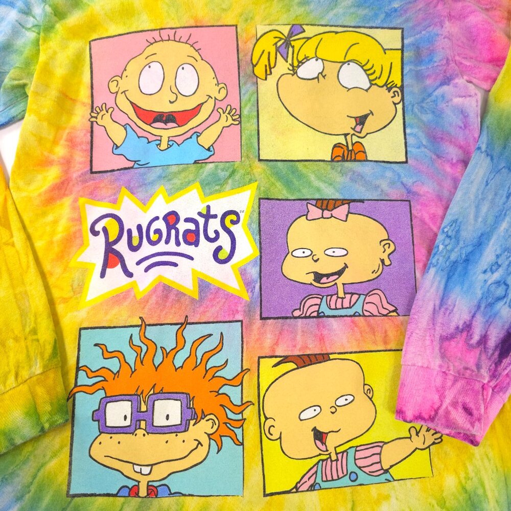 NICKELODEON RUGRATS MULTICOLOR TIE-DYE LONG SLEEVE SHIRT MEN'S SIZE SMALL IN GUC - Picture 4 of 8